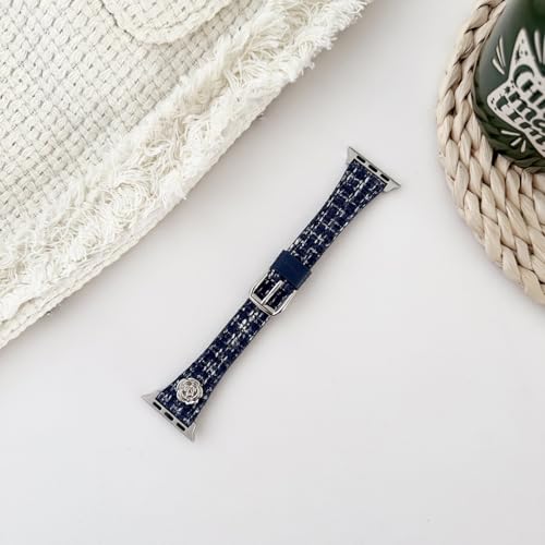 Bracelet cuir fin avec étui de protection bleu 45 mm premium