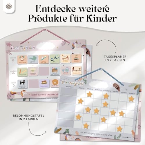Lebenskompass® Wochenplaner Kinder Rosa - Abwischbarer Tagesplaner mit Aufhängeband - Whiteboard-Planungstafel für Kinder ab 3 Jahren zur Strukturierung der Woche
