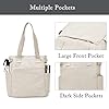 Women’s Canvas Book Tote Bag with Pockets Zipper for College Work Library Lightweight Handbag Purse - Image 7