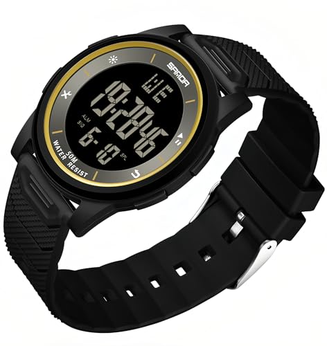 Gosasa Unisex Digital Sports Watch Waterproof 50M Lightweight LED Display Watch with Alarm, Stopwatch, Date & Week Display – Shockproof TPU Strap, 1.77