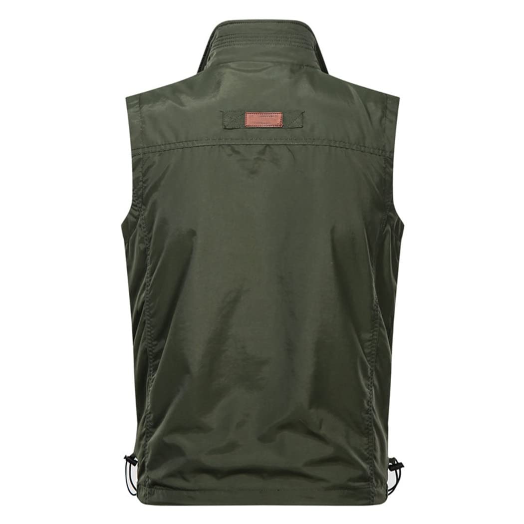 Chaleco para Hombre Chaleco Multibolsillos Sin Mangas Cuello Alto Chaqueta Exterior De Secado Rápido para Fotógrafos Periodistas Pescadores