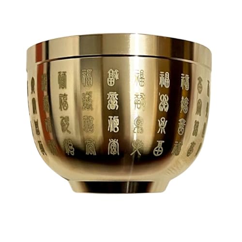 EDHUUJSI 素晴らしい技量の風水宝ボウル、ユニークな百の祝福の銅風水百の祝福ボウル絶妙な, ゴールド 4.5CM