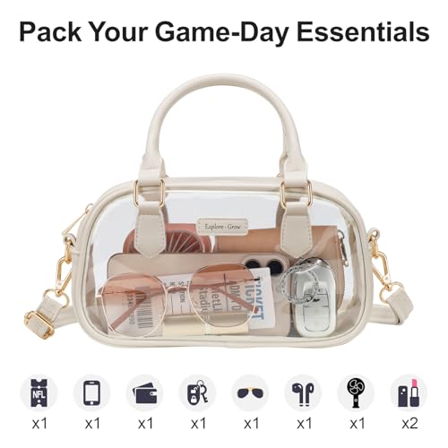 Image of PACKISM Clear Bag for Stadium Events - Small Clear Purse Crossbody Bag | Adjustable Wide Strap, 2 Easy Access Pockets, Thick 0.5mm PVC, for Sports Game Day Concerts Festival, Women Clear Stadium Bag