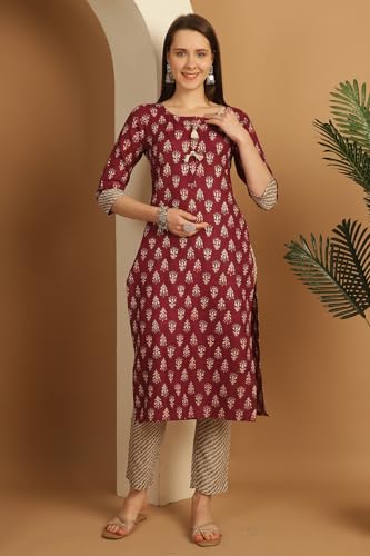 Image of Rajnandini Women's Cotton Foil Print Kurta Set with Dupatta (JOPLST230-31-38-P)