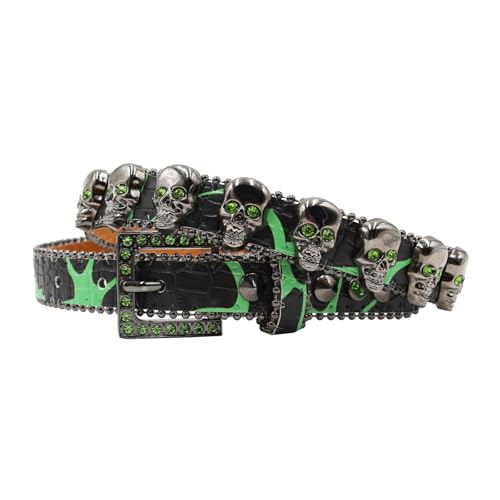 Ceinture strass verte style streetwear occidental pour look décontracté