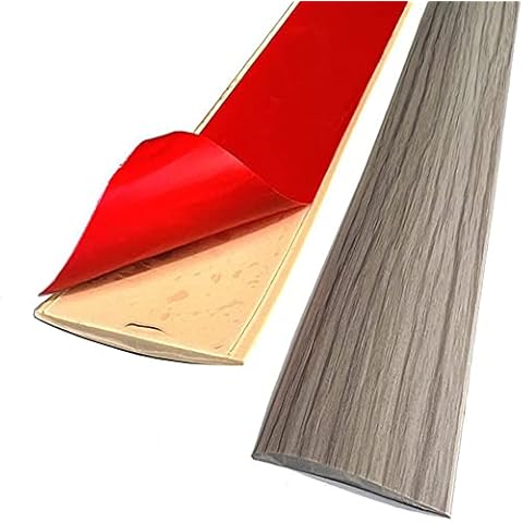 PVC Floor Transition Strip Laminate Floor Cover Strips Self Adhesive Floor Door Divider Strip Flat Laminate Profile Flooring Edge Trim Joining Strip Door Bar(2m X 5 cm,Grey Wood Grain) Cover