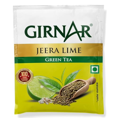 Image of Girnar Jeera Lime Green Tea Bags - Green Tea with Natural Cumin (Jeera) & Lime Flavor, 25 Tea Bags | Refreshing Herbal Infusion for Digestion & Metabolism Support