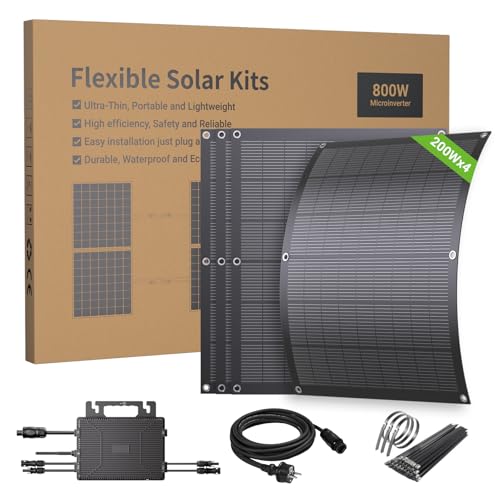 LIONSHEE Balkonkraftwerk 800W Komplett mit Steckdose, 4x 200W Solarpanel Flexibel...