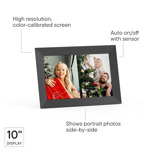 Image of Aura Stone Digital Picture Frame - 10.1 inch HD Mat Display | Wirecutter's Best Digital Frame for Gifting - Send Photos Directly from Your Phone | Quick & Easy Setup Over WiFi - Free App | Black