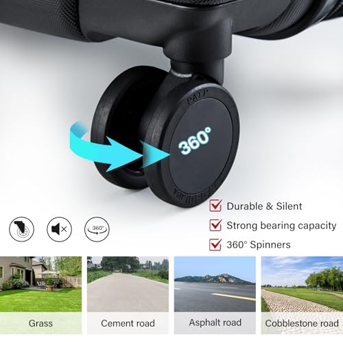 Hanke 20 Inch Hard Shell Suitcases with Spinner Wheels, Lightweight Carry On Luggage 22x14x9 Airline Approved Built-in TSA Lock, Durable Suitcase Rolling Luggage Carry-On Bag(Jet Black)2