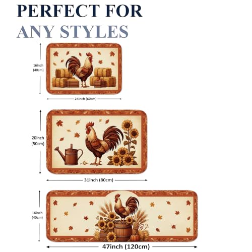 Tapis de cuisine lavable et confortable lot de 3 décorations rustiques