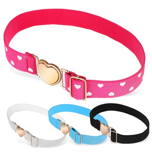 4pcs Boy Girl Girl Elastic Belts Waist Belts for Boy Girl Cute Heart Buckle and Fashionable Accessories for Dresses and Costumes