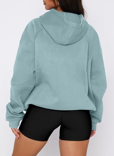 onlypuff Women Half Zipper Pullover Sweatshirt Long Sleeve Hoodies Kangaroo Pocket Fleece Basic Sweater