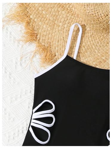 SHENHE Girl's Swim Dress Flower Cut Out Swimsuit Ruffle Tankini Bathing Suit with Shorts4