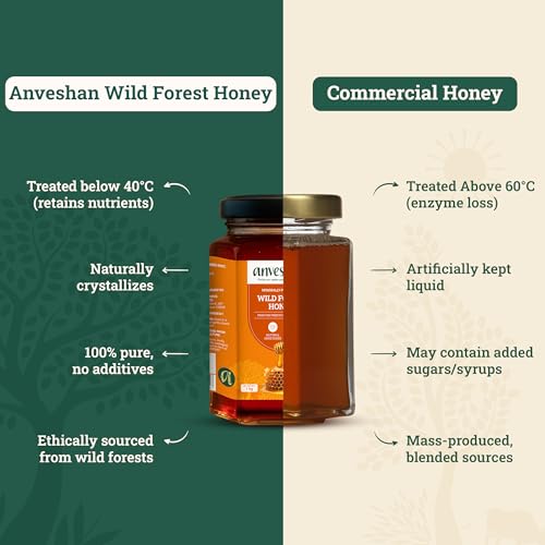 Image of Anveshan Wild Forest Honey 1Kg | Raw & Minimally Processed | Immunity Booster | 100% Pure Natural Honey | No Added Sugar | Forest Harvested | Glass Jar | Lab Certified