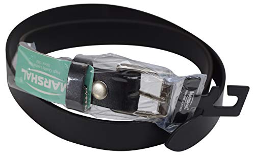 Men's Genuine Full Grain Leather Black Casual Dress Belt with Removable Buckle2