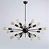 Moderne plafondlamp, Hanglampen retro sputnik kroonluchter 18 lichten metalen zwarte schilderij gloeilamp niet…