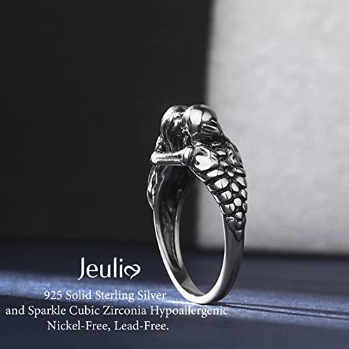 Jeulia Gothic Black Skull Rings Sterling Silver Kiss Of Death Skeleton Band Rings For Women Men Couples Halloween Jewelry Engagement Anniversary With Gift Box (Kiss Of Death, 9) #TOP3