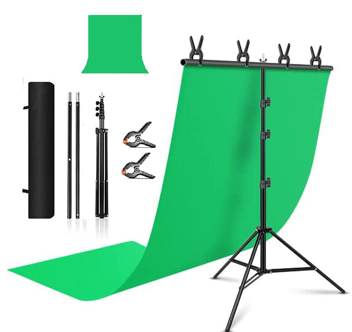 Yugam Photography T-Shaped Background Stand Adjustable Support Photo Studio for Backdrops Green Screen (T-Stand + Green Cloth) (B09NRLYVV6) Amazon Price History, Amazon Price Tracker