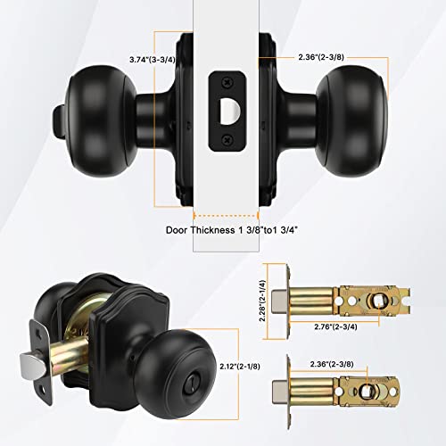Haidms 3 Pack Matte Black Door Knobs Interior, Privacy Interior Door Knob For Bedroom Or Bathroom Classic Black Round Doorknobs Hardware #TOP2
