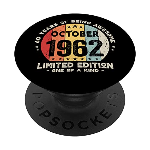 Regalo 60 años Cumpleaños Hombre Mujer - Octubre 1962 PopSockets PopGrip Intercambiable