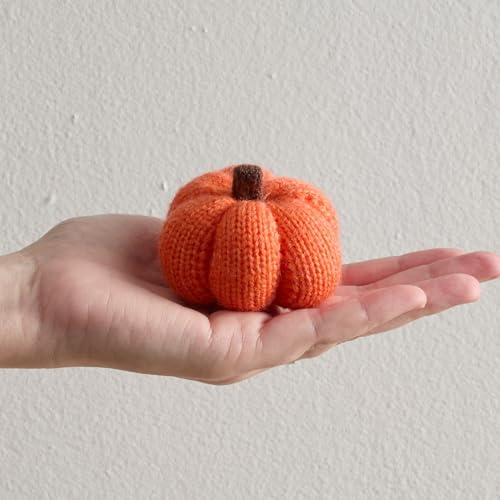 Image of Set of 3 Multi-size Cozy Knit Pumpkins (Sunset Large Multi-size set) | Fall Home decor, Shelf sitters, Bowl fillers, Gift for Friend