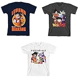 Bioworld Dragon Ball Z Legend in The Making Youth 3- Pack Crew Neck Short Sleeve T- Shirts Multicolored