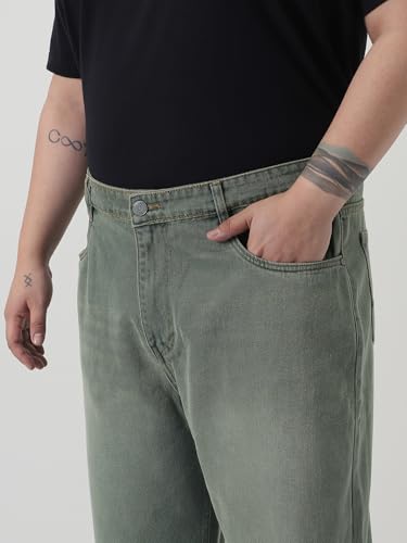 Image of Urbano Plus Men's Loose Baggy Fit Heavy Washed Jeans Non-Stretchable