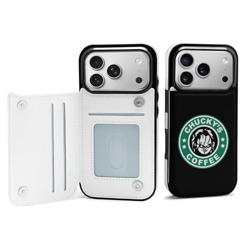 iPhone 17 Pro 用 ケース 手帳型 チャイルド プレイ チャッキー コーヒー ホラー映画 アイフォン 17 用 ケース あいふおん17用 携帯ケース 人気 スマホケース