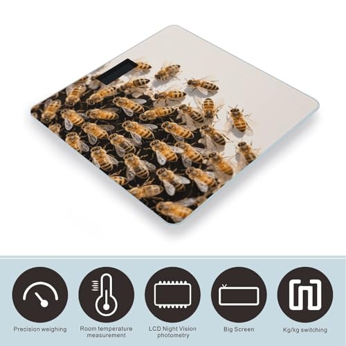 Báscula digital de baño Bees con pantalla LCD y plataforma de vidrio templado miniatura 3