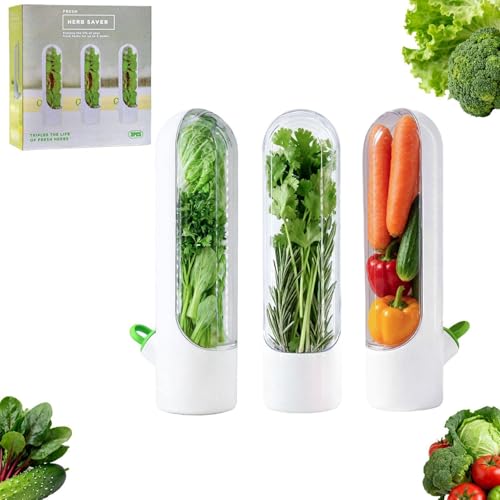 Eralivmart 3 Pack Cilantro Container for Fridge Herb Saver Fresh Herb Keeper with Removable Silicone...
