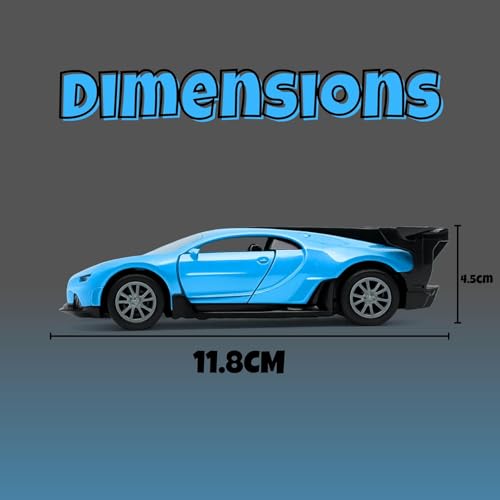 Image of Bugatti Die Cast 1:32 Scale Metal Pull Back Car with Openable Doors | Premium Alloy Toy Vehicle for Kids Boys Girls | Realistic Mini Racing Model Car | Durable Collectible Gift (Blue)