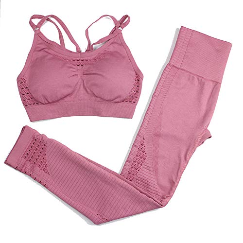 Conjunto de yoga sin costuras con leggings ajustados y sujetador deportivo de secado rápido