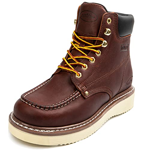 Men's Work Boot with Soft Toe - Waterproof & Slip Resistant 6 Inch Safety Boots for Construction,Rubber Sole Lightweight Working Botas