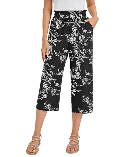 Pantalon 3/4 pour femme d'été léger taille haute élastique respirant