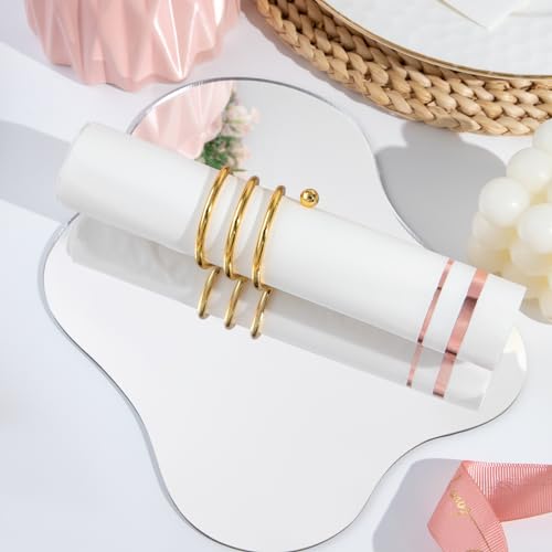 Bucla ZJ 100-Count 3-Ply Rose Gold Napkins - Rose Gold Dinner Napkins Disposable Premium Quality thumb #4