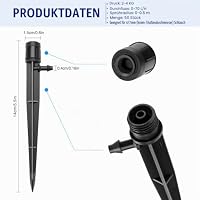 50 Stücke 360 Grad Einstellbare Bewässerung Sprinkler, VooGenzek Garten Bewässerung Tropfer mit Barb Verbinder & Micro Drip Rohrhalter for 4/7mm Schlauch, für Gewächshaus, Topfpflanzen, Schwarz – Ansicht 2