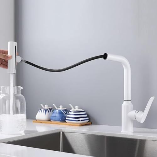 Robinet de cuisine avec douchette extractible et bec rotatif 360