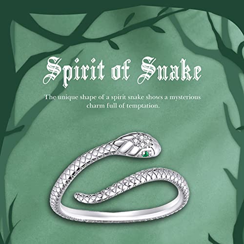 MUNDELL 925 Sterling Silver Four Leaf Clover Adjustable Ring Snake Animal Open Ring for Women Statement Ring Fine Jewelry2