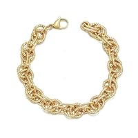 Bracciale donna oro 14K placcato, catena doppia intrecciata, antiallergico, confezione regalo