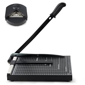 12″ Paper Cutter, Guillotine Paper Trimmer, Portable Paper Cutting Machine with Corner Rounder, 12-Sheet Capacity Heavy-Duty Paper Slicer for Office, School, Cardboard, Crafts, Vinyl, Photo