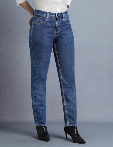 Image of INKD Women's Slim Fit Jeans - Mid-Rise | Cotton Blend | Stretchable Fabric | Classic 5 Pocket Styling | Jeans for Women (Available in Plus Sizes)