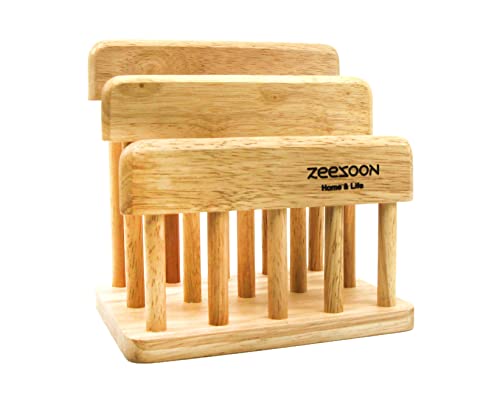 ZEESOON Beach Wooden Dual Cutting Board Rack Chopping Board Organizer Stand Holder Kitchen