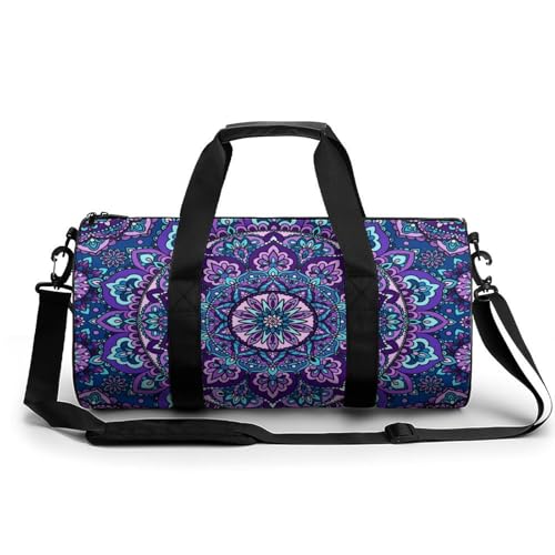 Sac de sport mandala violet 45x23x23cm pour gym et voyage