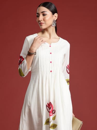 Image of INDO ERA Women's Cotton Ethnic Co-Ord Set | Kurta Pant Set | Stylish Cotton Suit Set for Women,10124
