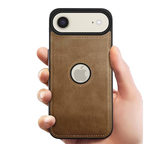 Image of Leather Case for Apple iPhone 17 Air Premium Protective Stylish Slim Cover with Shockproof Raised Edges Brown