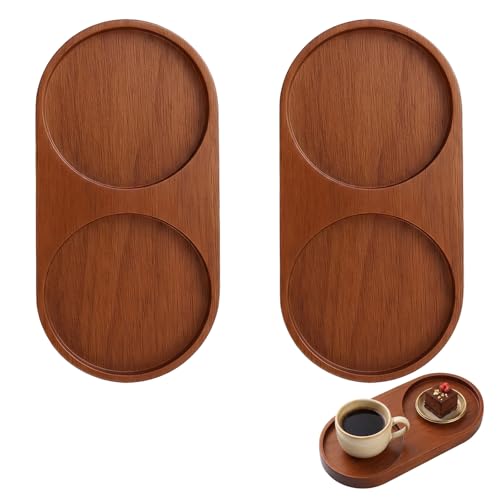2 Stück Holzuntersetzer, Holztablett Rechteckig Deko, Kerzenuntersetzer Holz, 14 x 7 cm Untersetzer Natürlich Candle Coaster, Tassenuntersetzer aus Holz für Teetassen,Gläser, Snacks, Käse, Wurst