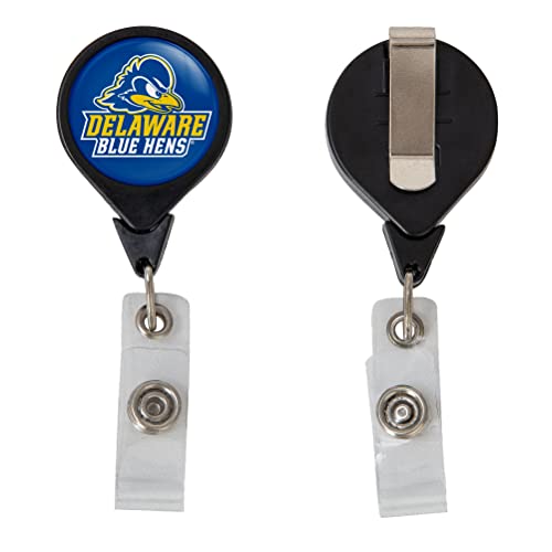 Desert Cactus University of Delaware Retractable Badge Holder Fightin Blue Hens UD ID Reel with Ticket Clip for Lanyard, Work, School & Office Access