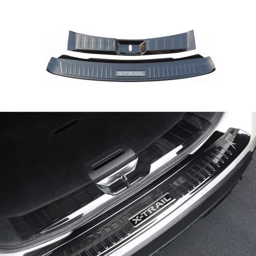 CarProudトランクプロテクター適用日産エクストレイル T32 2017-2021 リアバンパープロテクター X-TRAIL T32 内外側 車リアバンパー ガード ラゲッジステップカバー バンパーステップガード プロテクター ステッカー 傷防止 2P