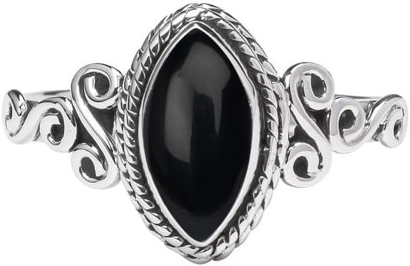 Miniatura 2 de Black Onyx Stone Ring 925 Sterling Silver Statement Ring For Women and Girls Handmade Rings Natural Gemstone Ring Promise Ring For Christmas Size US